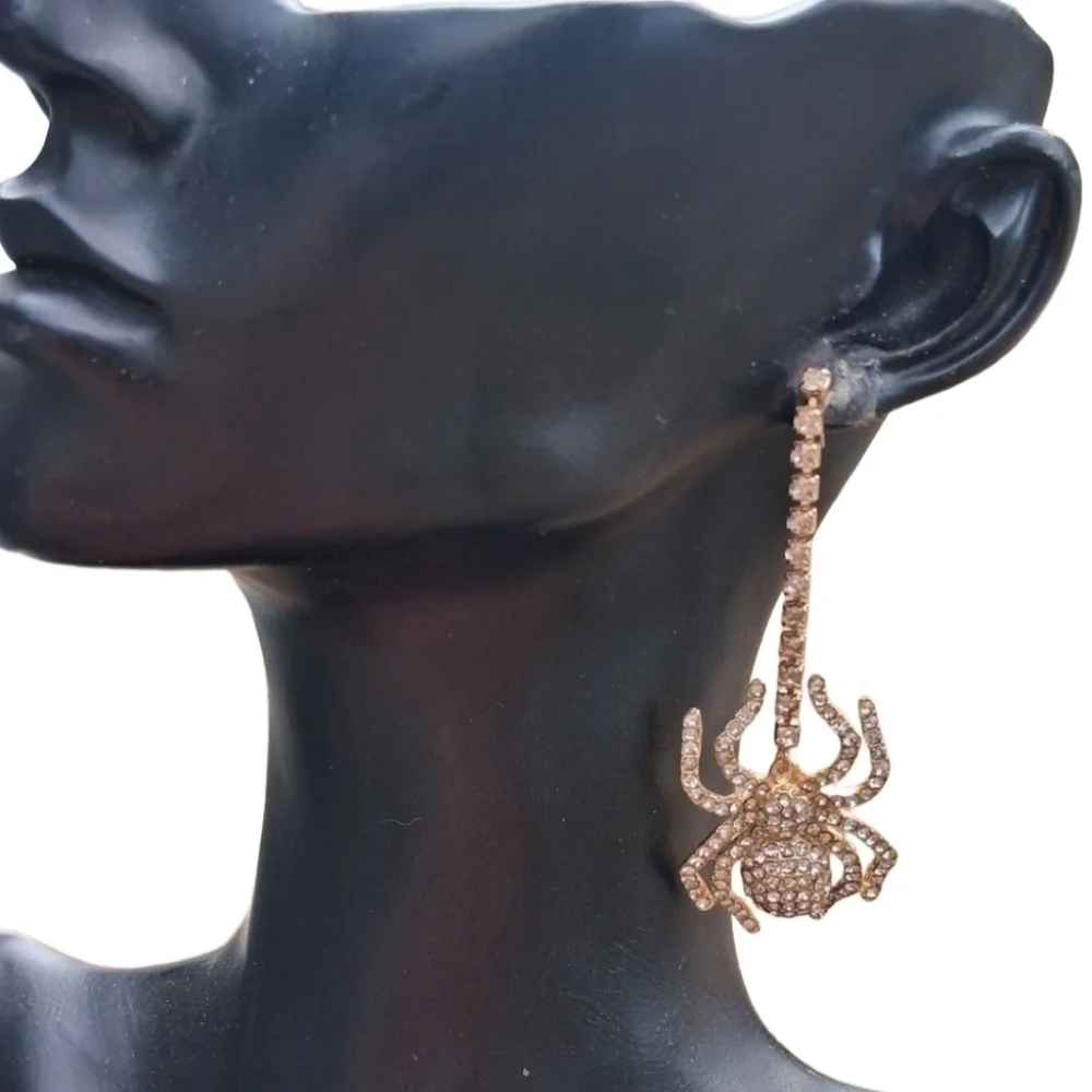 Piper K Crystal Spider Drop Earrings | Halloween Costume or Edgy Everyday